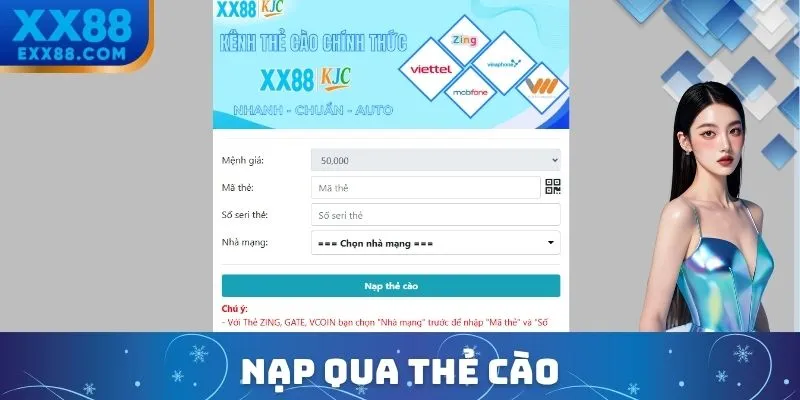 Nạp tiền XX88 qua thẻ cào